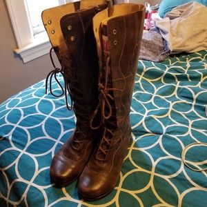 Dansko knee high lace up wide calf boots